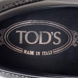 Tod's Black Brogue Leather Lace Up Oxfords Size 39.5