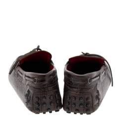 مملوكة مسبقًا Tod’s For Ferrari Brown Leather Bow Slip On Loafers Size 39.5