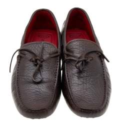 مملوكة مسبقًا Tod’s For Ferrari Brown Leather Bow Slip On Loafers Size 39.5
