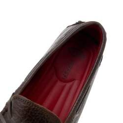 مملوكة مسبقًا Tod’s For Ferrari Brown Leather Bow Slip On Loafers Size 39.5