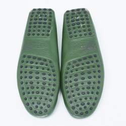 Pre Owned Tod's Green Leather Driving Loafers Size 42