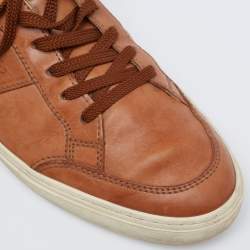 Pre Owned Tod's Brown Leather Low Top Sneakers Size 42