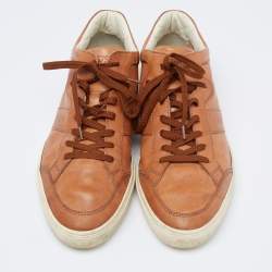 Pre Owned Tod's Brown Leather Low Top Sneakers Size 42