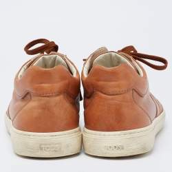 Pre Owned Tod's Brown Leather Low Top Sneakers Size 42