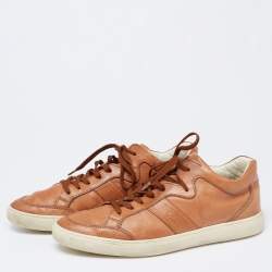 Pre Owned Tod's Brown Leather Low Top Sneakers Size 42