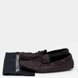 Pre Owned Tod's Plum Nubuck Leather Bow Slip On Loafers Size 44