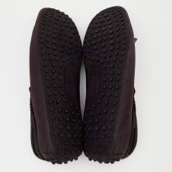 Pre Owned Tod's Plum Nubuck Leather Bow Slip On Loafers Size 44