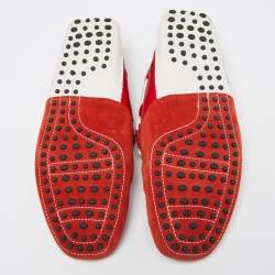 Pre Owned Tod's Red Suede And Leather Gommino Driving Loafers Size 41