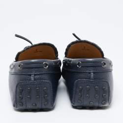 Pre Owned حذاء لوفرز تودز جلد أزرق كحلي مزين فيونكة مقاس 41