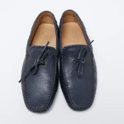 Pre Owned حذاء لوفرز تودز جلد أزرق كحلي مزين فيونكة مقاس 41