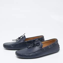 Pre Owned حذاء لوفرز تودز جلد أزرق كحلي مزين فيونكة مقاس 41