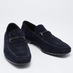 Tod's Navy Blue Suede Slip On Loafers Size 42