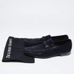 Tod's Navy Blue Suede Slip On Loafers Size 42