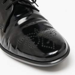 Pre Owned Tod's Black Patent Brouge Leather Lace Up Derby Size 39.5