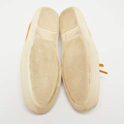 Pre Owned Tod's Yellow Suede Bow Slip On Loafers Size 44.5 