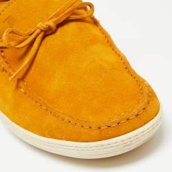 Pre Owned Tod's Yellow Suede Bow Slip On Loafers Size 44.5 