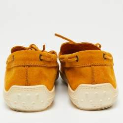 Pre Owned Tod's Yellow Suede Bow Slip On Loafers Size 44.5 