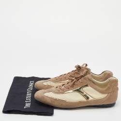 Tod's Beige/Cream Suede And Technical Fabric Low Top Sneakers Size 42