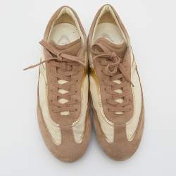 Tod's Beige/Cream Suede And Technical Fabric Low Top Sneakers Size 42