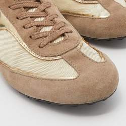 Tod's Beige/Cream Suede And Technical Fabric Low Top Sneakers Size 42