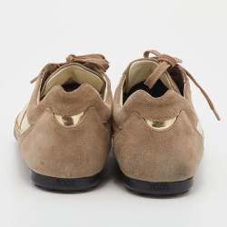 Tod's Beige/Cream Suede And Technical Fabric Low Top Sneakers Size 42