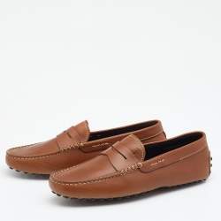 Pre Owned Tod's Brown Leather Slip On Loafers Size 39