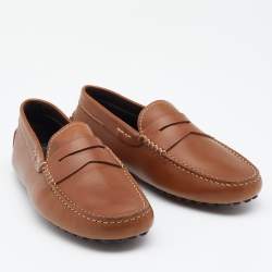 Pre Owned Tod's Brown Leather Slip On Loafers Size 39