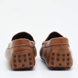 Pre Owned Tod's Brown Leather Slip On Loafers Size 39