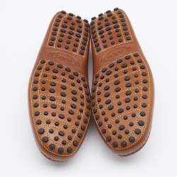 Pre Owned Tod's Brown Leather Slip On Loafers Size 39