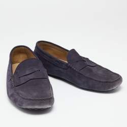 Pre Owned Tod's Purple Suede Slip On Loafers Size 44.5