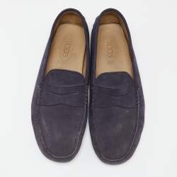 Pre Owned Tod's Purple Suede Slip On Loafers Size 44.5