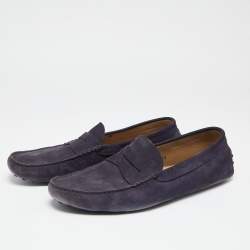 Pre Owned Tod's Purple Suede Slip On Loafers Size 44.5