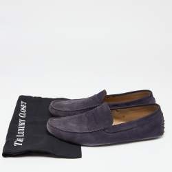Pre Owned Tod's Purple Suede Slip On Loafers Size 44.5