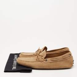 Pre Owned حذاء لوفرز تودز سويدي بني مزين فيونكة سليب أون مقاس 44.5