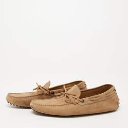 Pre Owned حذاء لوفرز تودز سويدي بني مزين فيونكة سليب أون مقاس 44.5