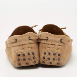 Pre Owned حذاء لوفرز تودز سويدي بني مزين فيونكة سليب أون مقاس 44.5