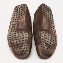 Pre Owned Tod's Dark Brown Suede Slip On Loafers Size 44.5