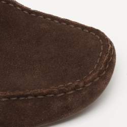 Pre Owned Tod's Dark Brown Suede Slip On Loafers Size 44.5