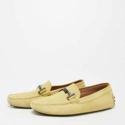 Tods Yellow Suede Gommino Double T Driving Loafers Size 39.5