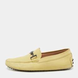 Tods Yellow Suede Gommino Double T Driving Loafers Size 39.5