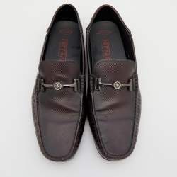 Pre Owned Tod's For Ferrari Black/Burgundy Leather Slip On Loafers Size 44.5