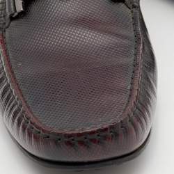 Pre Owned Tod's For Ferrari Black/Burgundy Leather Slip On Loafers Size 44.5