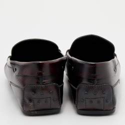 Pre Owned Tod's For Ferrari Black/Burgundy Leather Slip On Loafers Size 44.5