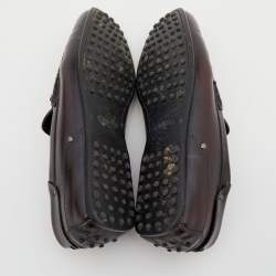 Pre Owned Tod's For Ferrari Black/Burgundy Leather Slip On Loafers Size 44.5