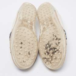 مملوكة مسبقًا Tod's Cream Leather And Sequin Embellished Espadrille Loafers Size 40