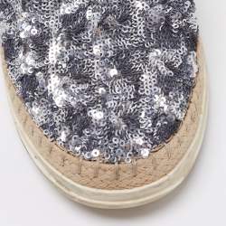 مملوكة مسبقًا Tod's Cream Leather And Sequin Embellished Espadrille Loafers Size 40