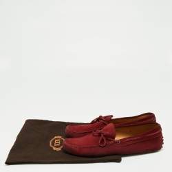 Pre Owned حذاء لوفرز تودز درايفر سويدي عنابي بفيونكة مقاس 42 