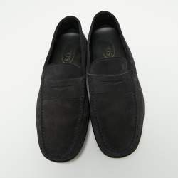 Pre Owned Tod's Navy Blue Suede Slip On Loafers Size 44.5