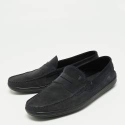 Pre Owned Tod's Navy Blue Suede Slip On Loafers Size 44.5