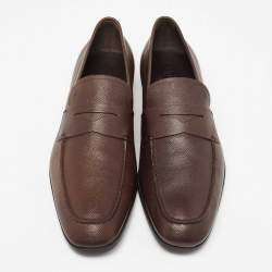 Pre Owned Tod's Dark Brown Leather Slip On Driving Loafers Size 46.5